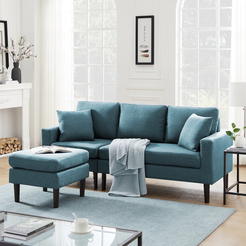 77.2" Wide Reversible Sofa & Chaise with Ottoman