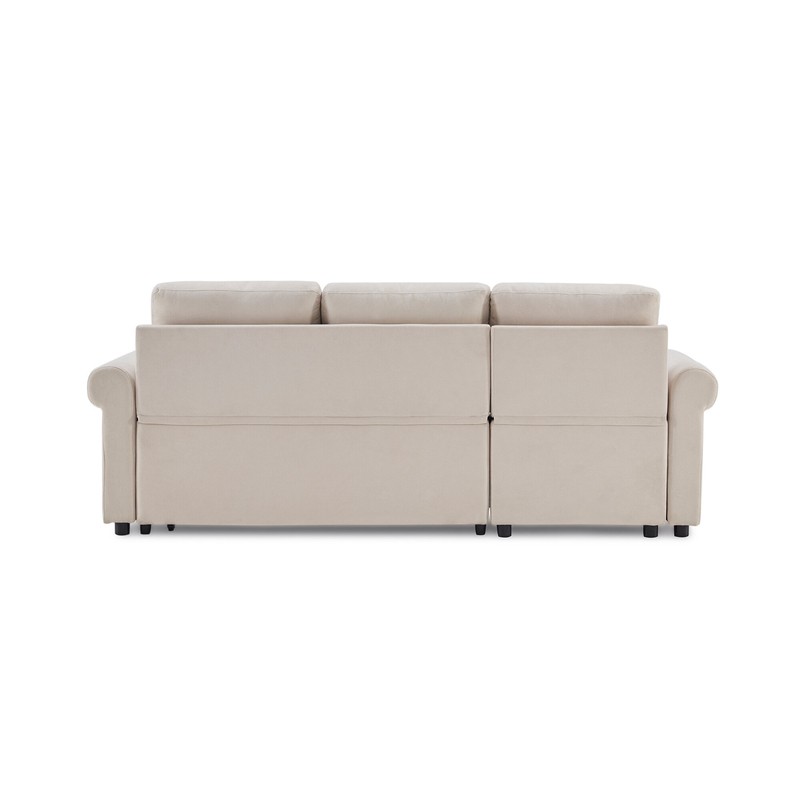 83" Sleeper Sofa Bed Convertible Sectional Sofa Couch, 3-Seater L-Shape Corner Couch With Storage For Living Room Apartment