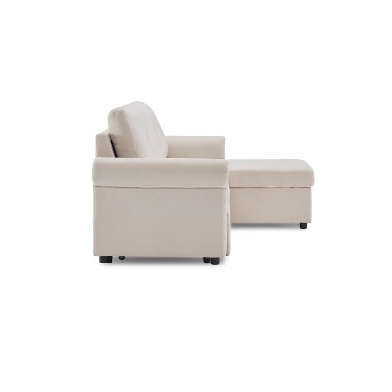 83" Sleeper Sofa Bed Convertible Sectional Sofa Couch, 3-Seater L-Shape Corner Couch With Storage For Living Room Apartment