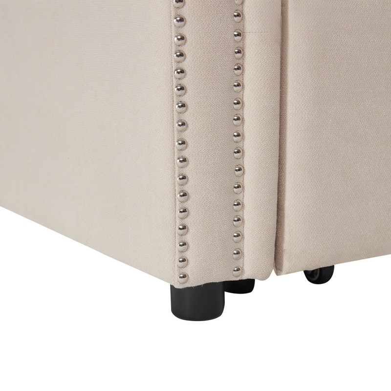 83" Sleeper Sofa Bed Convertible Sectional Sofa Couch, 3-Seater L-Shape Corner Couch With Storage For Living Room Apartment