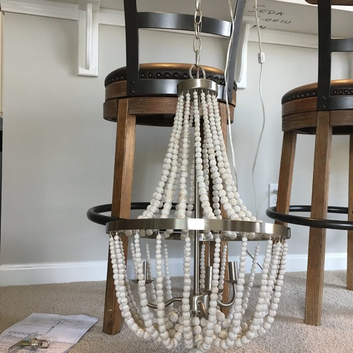 Aayan 3 - Light Unique Empire Chandelier with Beaded Accents