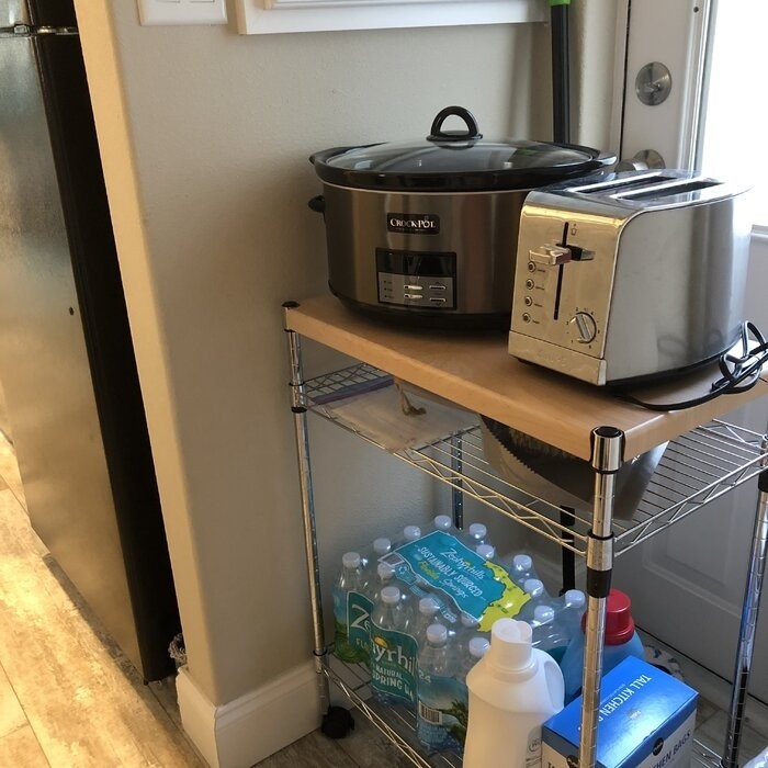 Adjustable Kitchen Cart Manufactured Wood Top