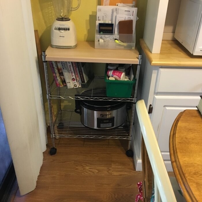Adjustable Kitchen Cart Manufactured Wood Top