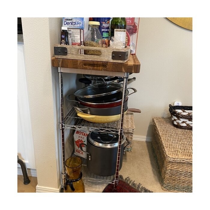 Adjustable Kitchen Cart Manufactured Wood Top