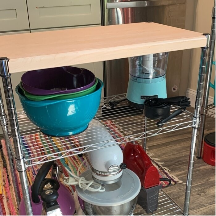 Adjustable Kitchen Cart Manufactured Wood Top