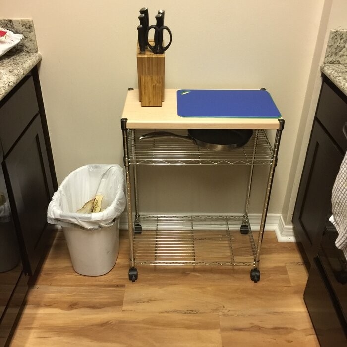 Adjustable Kitchen Cart Manufactured Wood Top