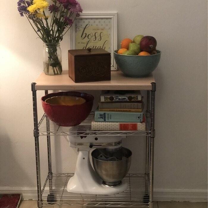 Adjustable Kitchen Cart Manufactured Wood Top