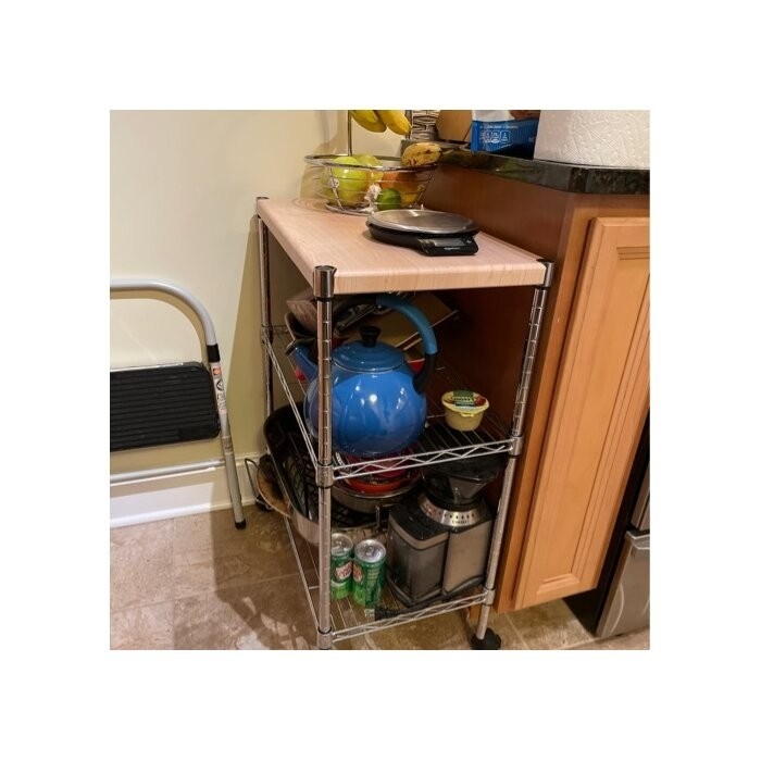 Adjustable Kitchen Cart Manufactured Wood Top