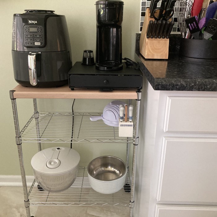 Adjustable Kitchen Cart Manufactured Wood Top