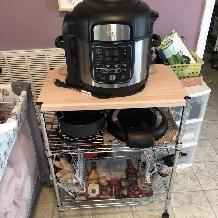 Adjustable Kitchen Cart Manufactured Wood Top