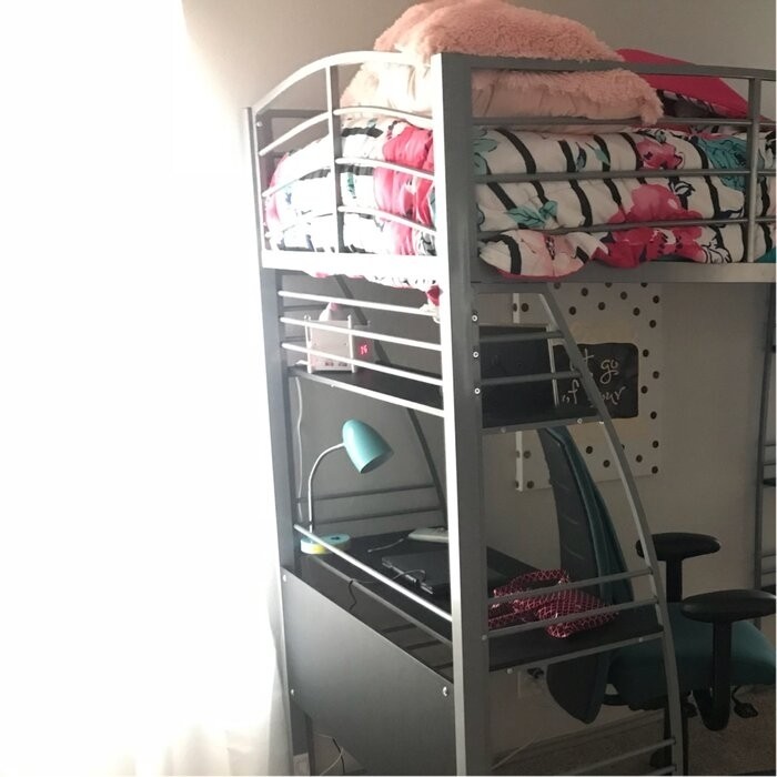 Agastya Twin Metal Loft Bed with Bookcase by Isabelle & Max™