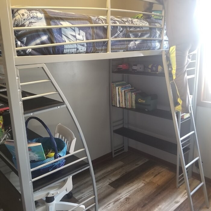 Agastya Twin Metal Loft Bed with Bookcase by Isabelle & Max™