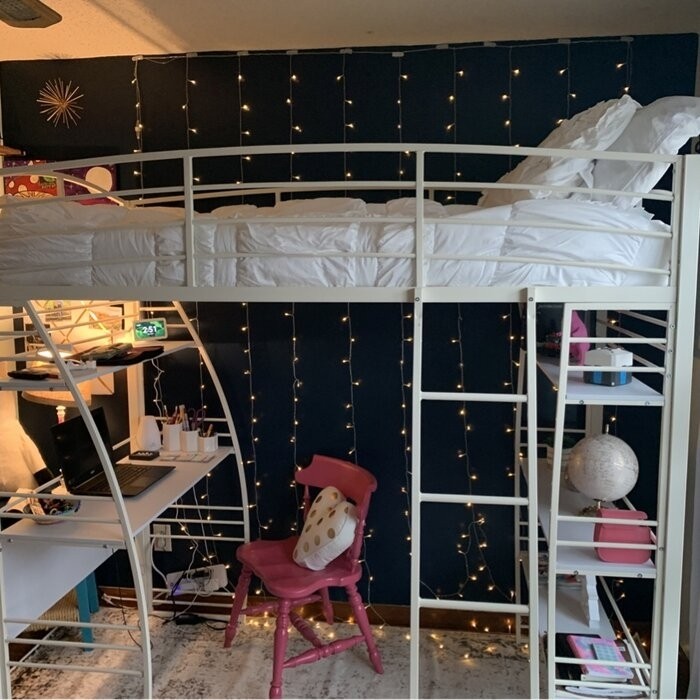 Agastya Twin Metal Loft Bed with Bookcase by Isabelle & Max™