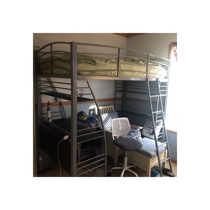 Agastya Twin Metal Loft Bed with Bookcase by Isabelle & Max™