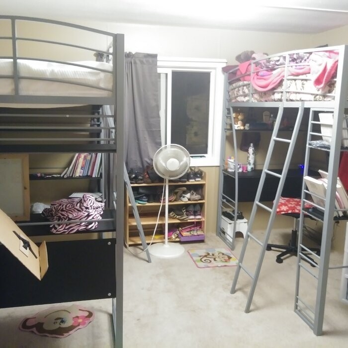 Agastya Twin Metal Loft Bed with Bookcase by Isabelle & Max™