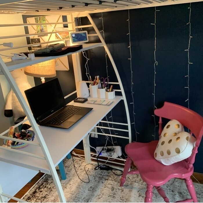 Agastya Twin Metal Loft Bed with Bookcase by Isabelle & Max™