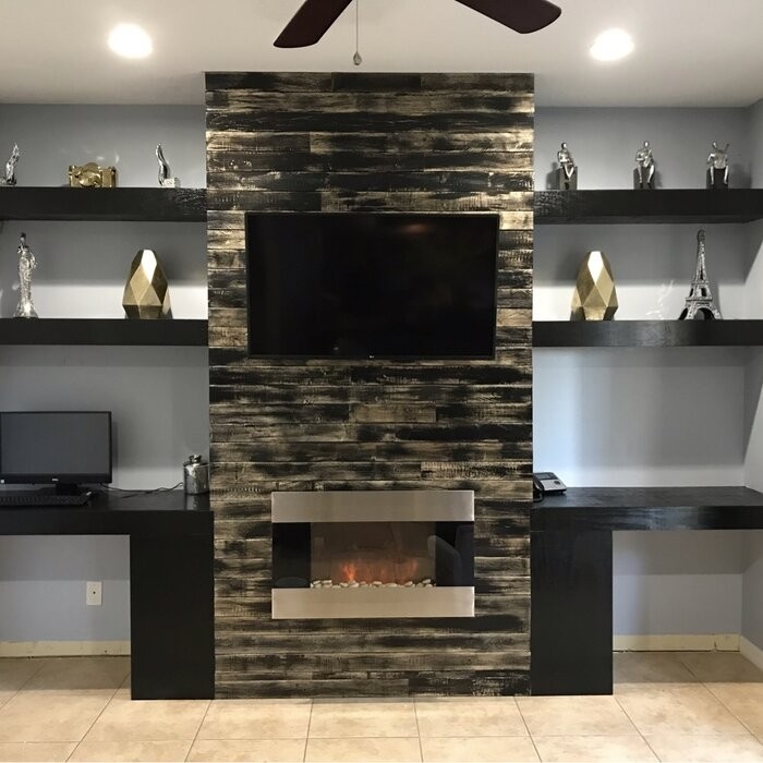 Allmar 36'' W Surface Wall Mounted Electric Fireplace