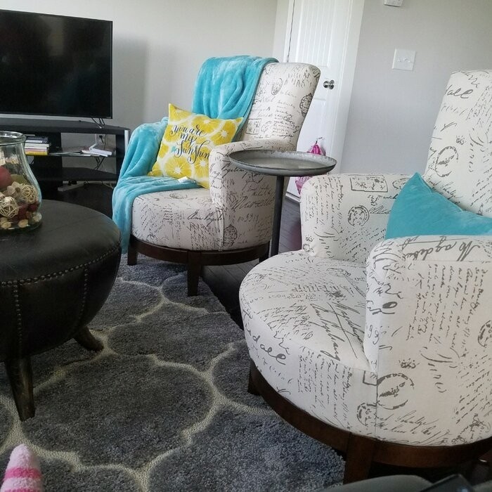 Apolinar 30'' Wide Linen Swivel Armchair
