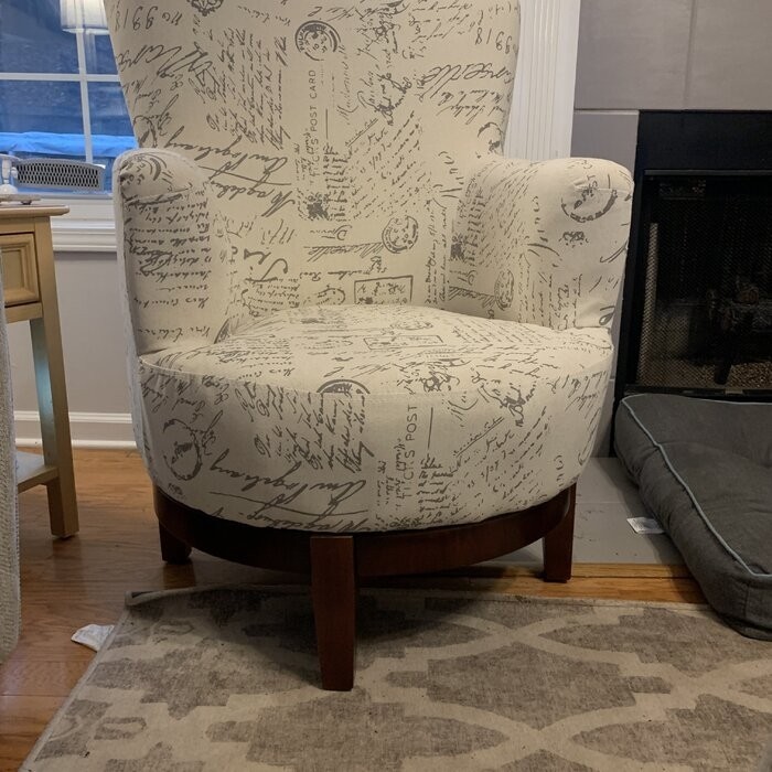 Apolinar 30'' Wide Linen Swivel Armchair