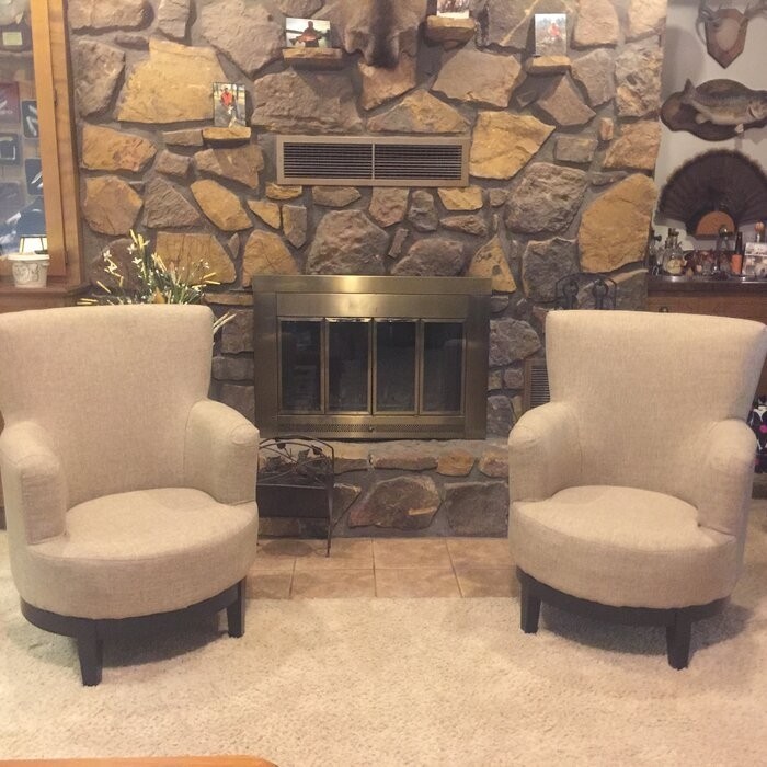 Apolinar 30'' Wide Linen Swivel Armchair
