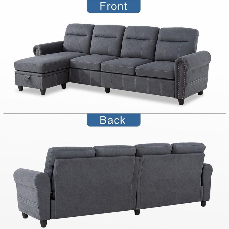 Arde 103.14'' Round Arm Modular Slipcovered Sofa Chaise with Reversible Cushions