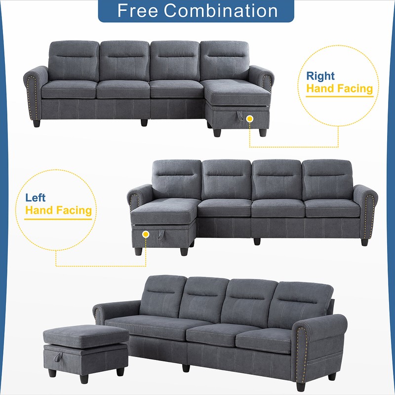 Arde 103.14'' Round Arm Modular Slipcovered Sofa Chaise with Reversible Cushions