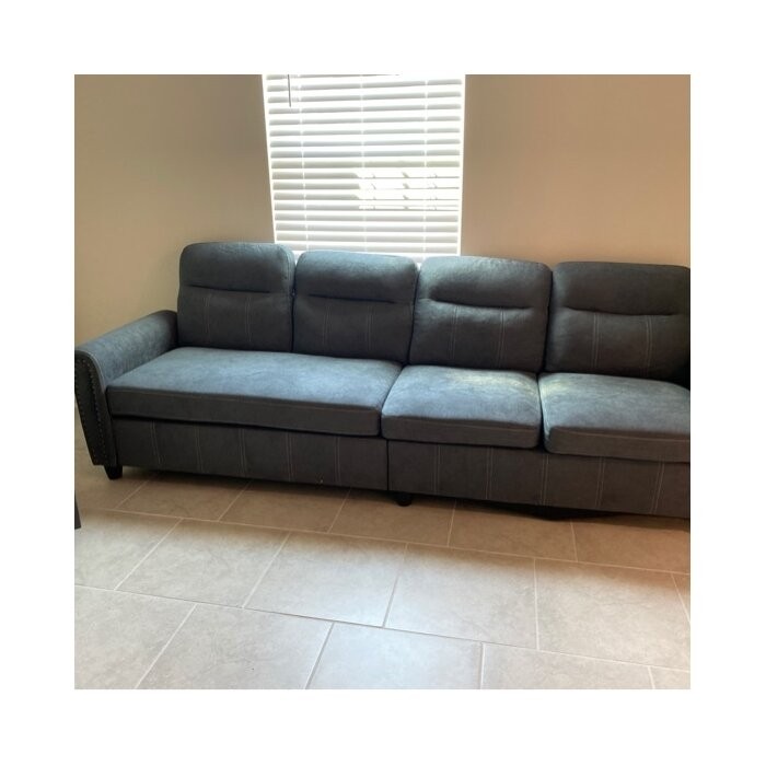 Arde 103.14'' Round Arm Modular Slipcovered Sofa Chaise with Reversible Cushions