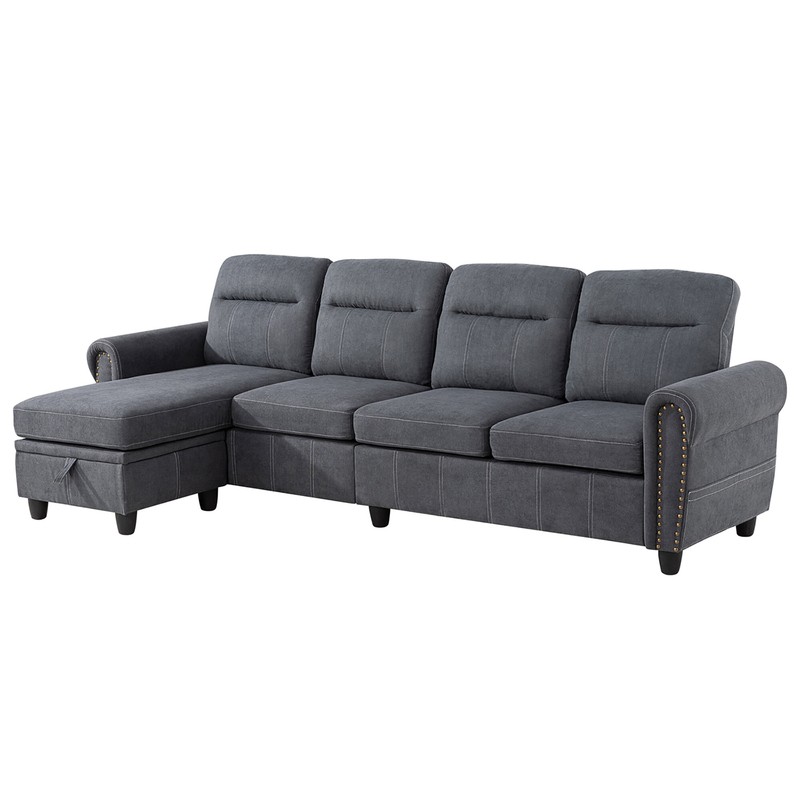 Arde 103.14'' Round Arm Modular Slipcovered Sofa Chaise with Reversible Cushions