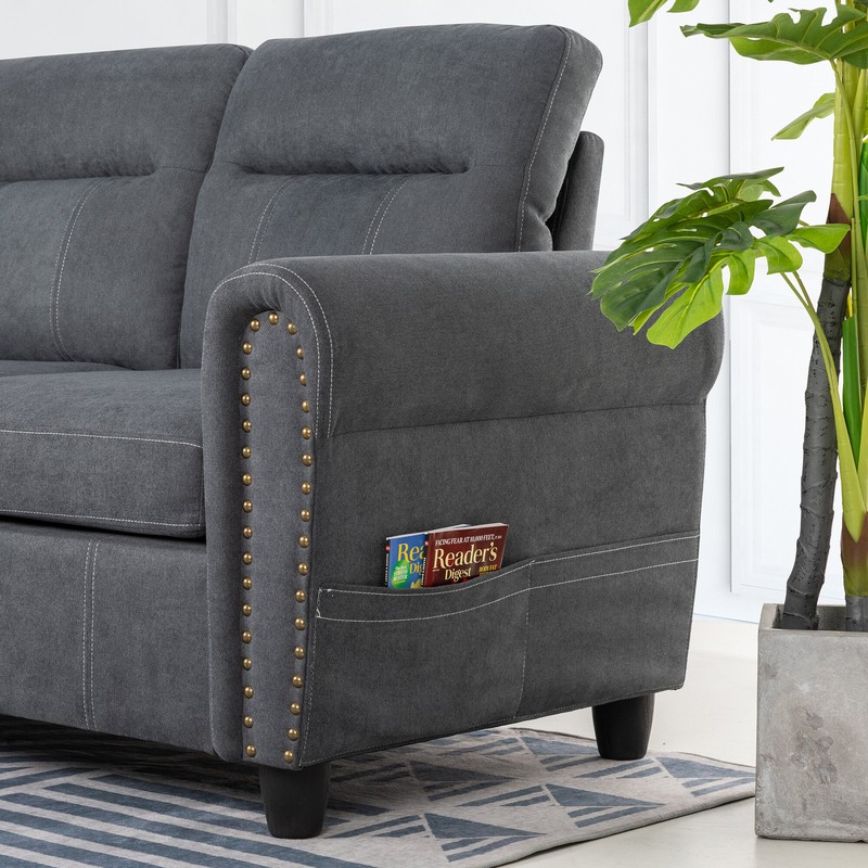 Arde 103.14'' Round Arm Modular Slipcovered Sofa Chaise with Reversible Cushions