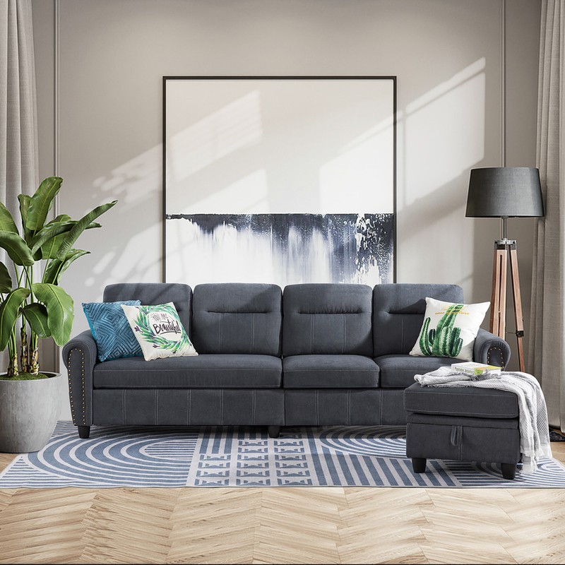 Arde 103.14'' Round Arm Modular Slipcovered Sofa Chaise with Reversible Cushions
