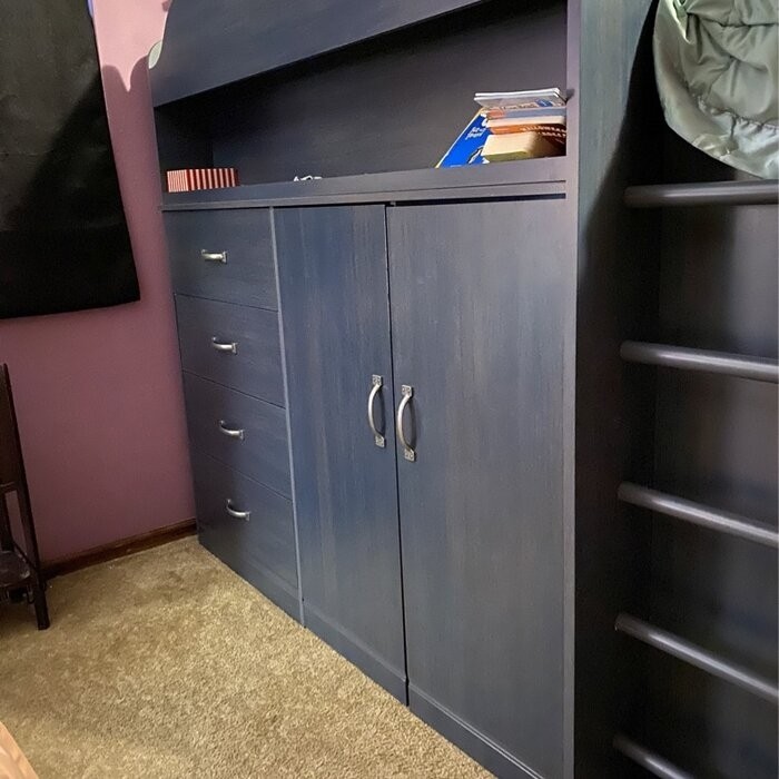 Arlen Twin 5 Drawer Loft Bed with Bookcase by South Shore
