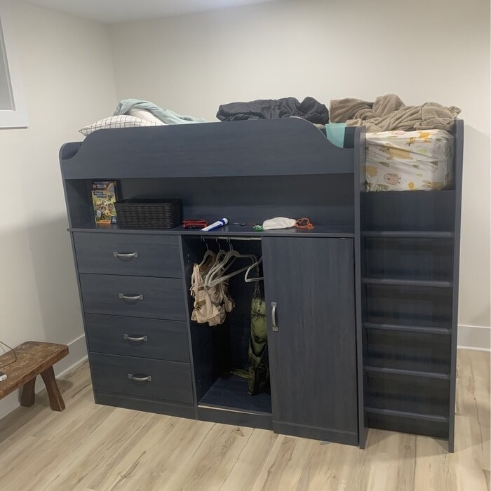 Arlen Twin 5 Drawer Loft Bed with Bookcase by South Shore
