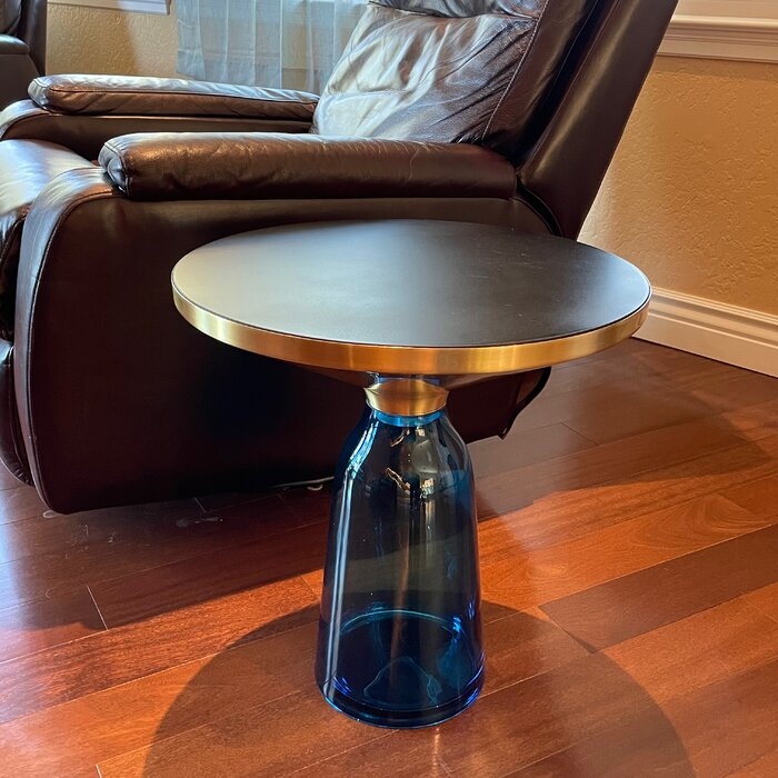 Avonia 21'' Tall Glass Pedestal End Table
