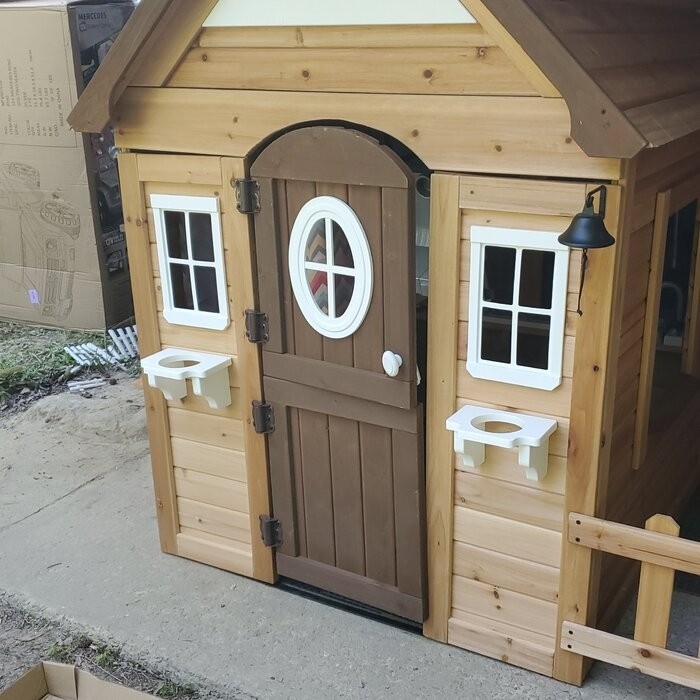 Backyard Discovery Aspen 78.87" X 52.12" Outdoor Cedar Playhouse with Kitchen