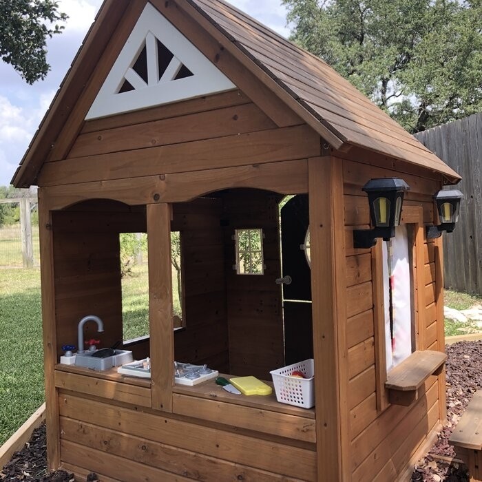 Backyard Discovery Aspen 78.87" X 52.12" Outdoor Cedar Playhouse with Kitchen