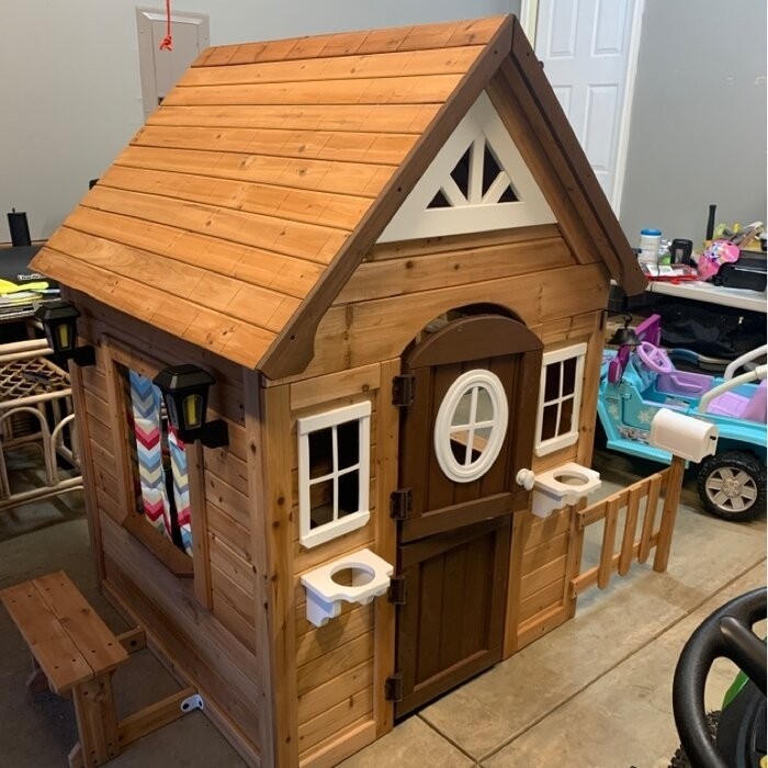 Backyard Discovery Aspen 78.87" X 52.12" Outdoor Cedar Playhouse with Kitchen