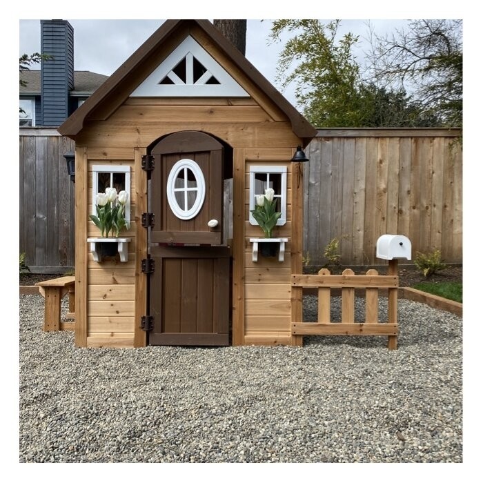 Backyard Discovery Aspen 78.87" X 52.12" Outdoor Cedar Playhouse with Kitchen