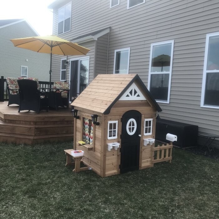 Backyard Discovery Aspen 78.87" X 52.12" Outdoor Cedar Playhouse with Kitchen