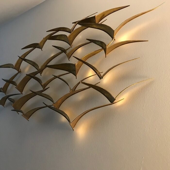 Beautiful Patterned Metal Flocking Birds Wall Decor