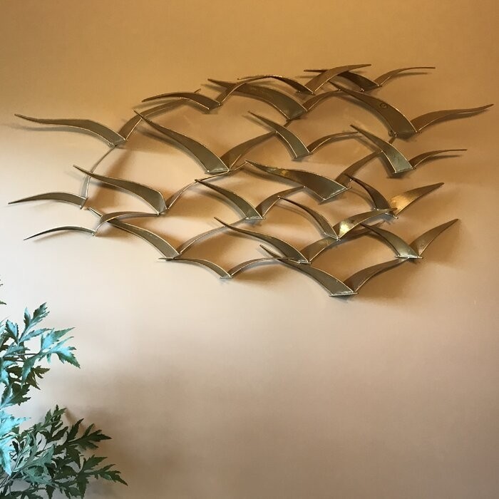 Beautiful Patterned Metal Flocking Birds Wall Decor