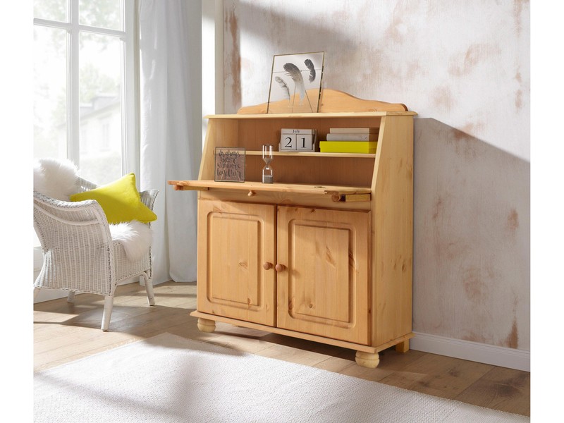 Benedetto Solid Wood Secretary Desk with Hutch