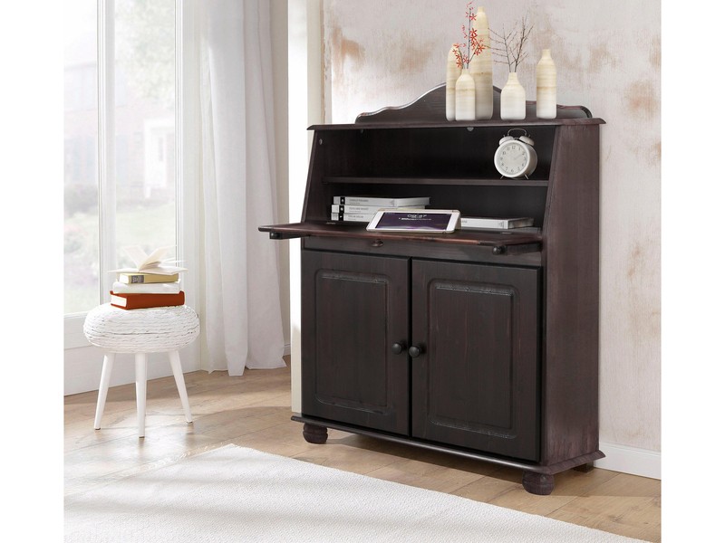 Benedetto Solid Wood Secretary Desk with Hutch