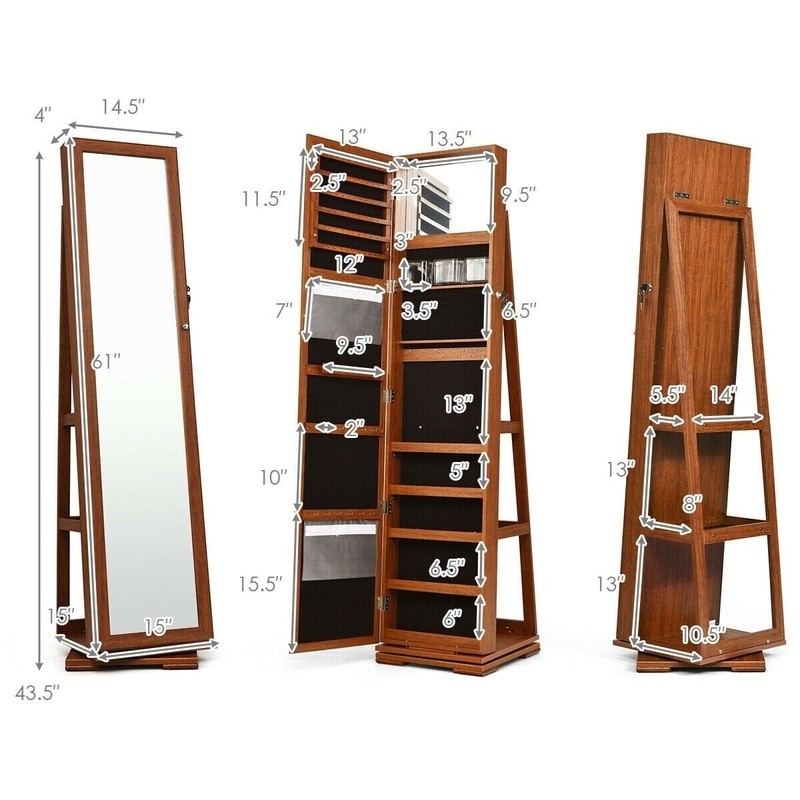 Bernet 15'' Wide Jewelry Armoire with Mirror