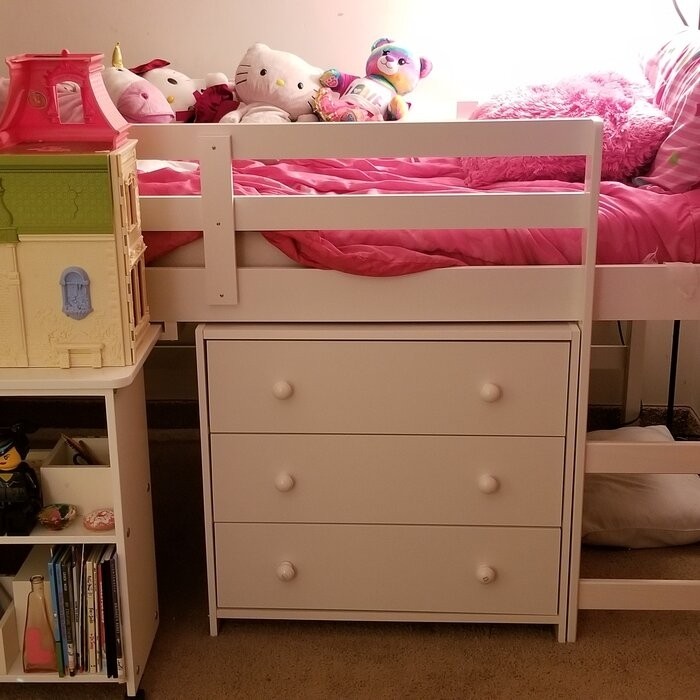 Bintou Twin Platform Loft Bed with Bookcase by Harriet Bee