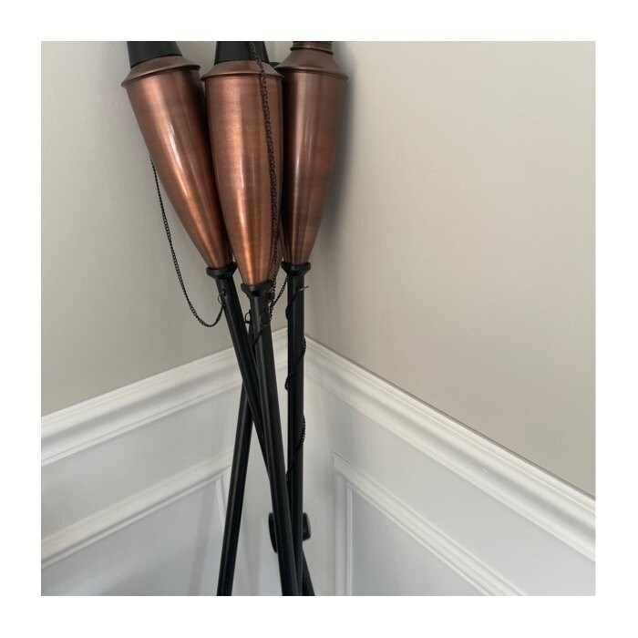 BIRDROCK HOME 4 Pack Outdoor Genie Can Torches Improved 2020 Version - Bronze - Flame Light Torch - Backyard Garden Patio Lighting - Metal Lamp - Decorative Urban Lantern