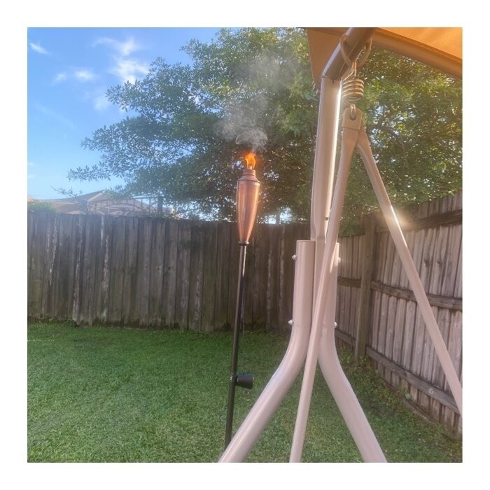 BIRDROCK HOME 4 Pack Outdoor Genie Can Torches Improved 2020 Version - Bronze - Flame Light Torch - Backyard Garden Patio Lighting - Metal Lamp - Decorative Urban Lantern