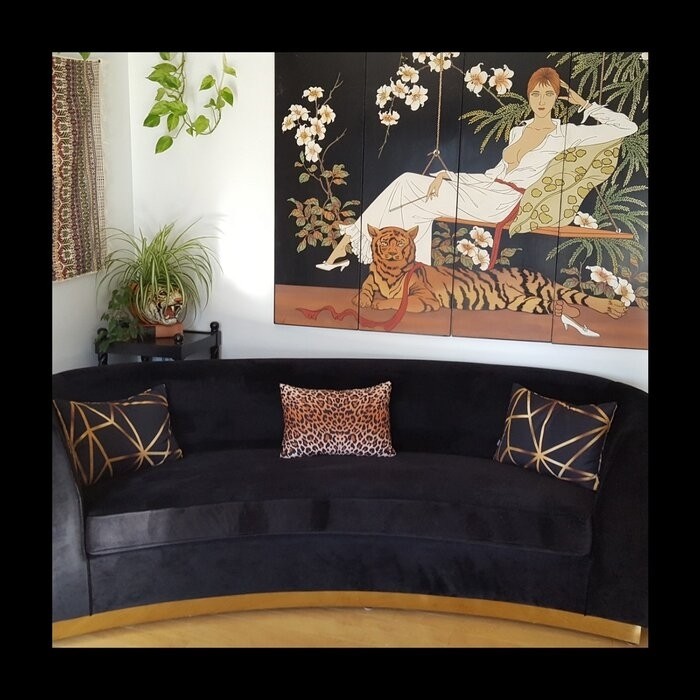 Breccan 91.5'' Velvet Round Arm Curved Sofa
