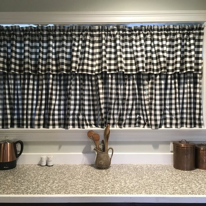 Caulder Checkered Cotton Tailored Window Valance