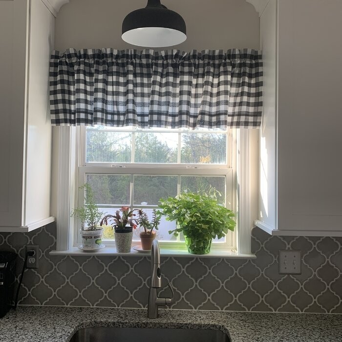 Caulder Checkered Cotton Tailored Window Valance