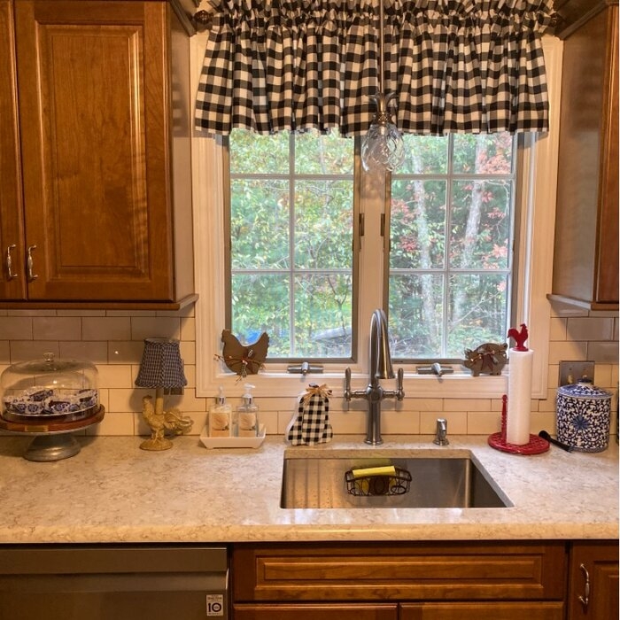 Caulder Checkered Cotton Tailored Window Valance